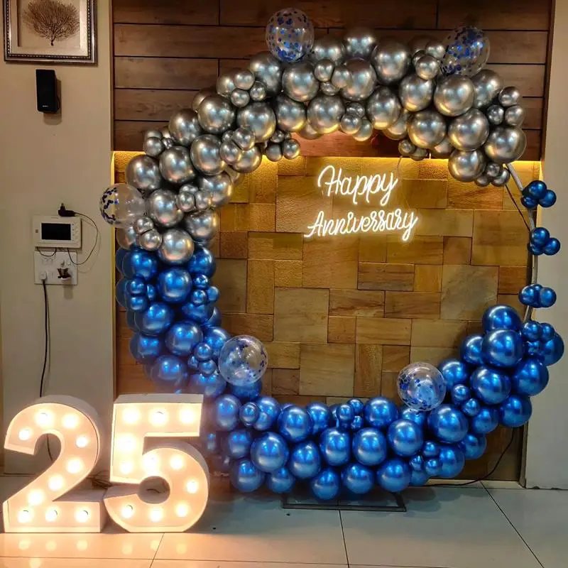 Silver  Blue 25th Anniversary Ring Backdrop Decoration