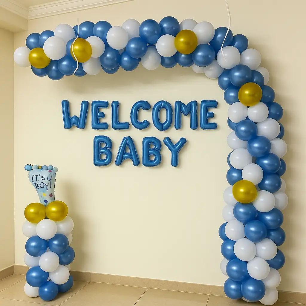 Baby Boy Balloon Welcome Arch Decor