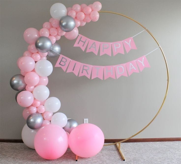 Pink Silver Birthday Hoop