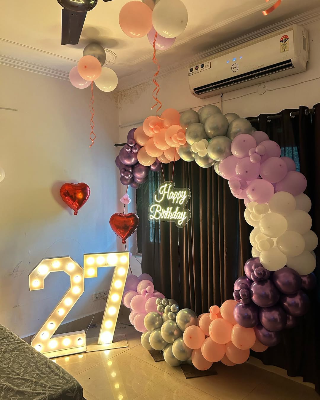 Elegant Birthday Balloon Arch with LED Numbers