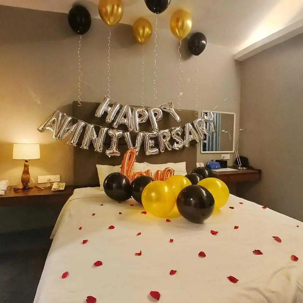 Golden and Black Anniversary Room Decor