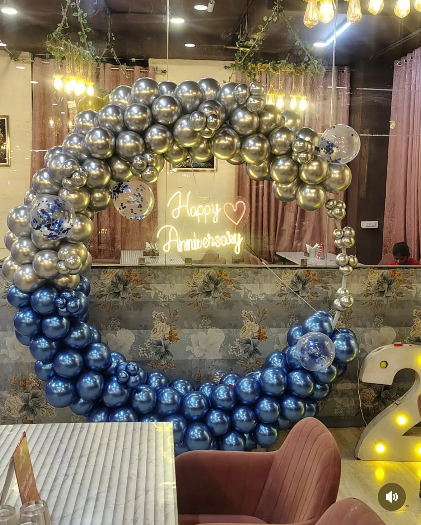 Royal Silver and Blue Crescent Balloon
