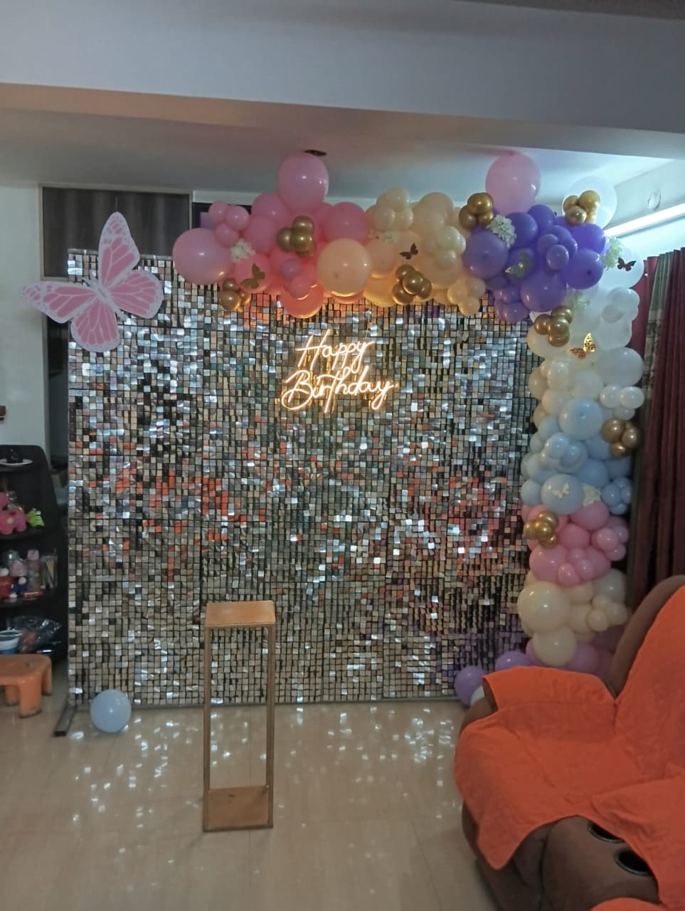 Shimmer Butterfly Birthday Backdrop