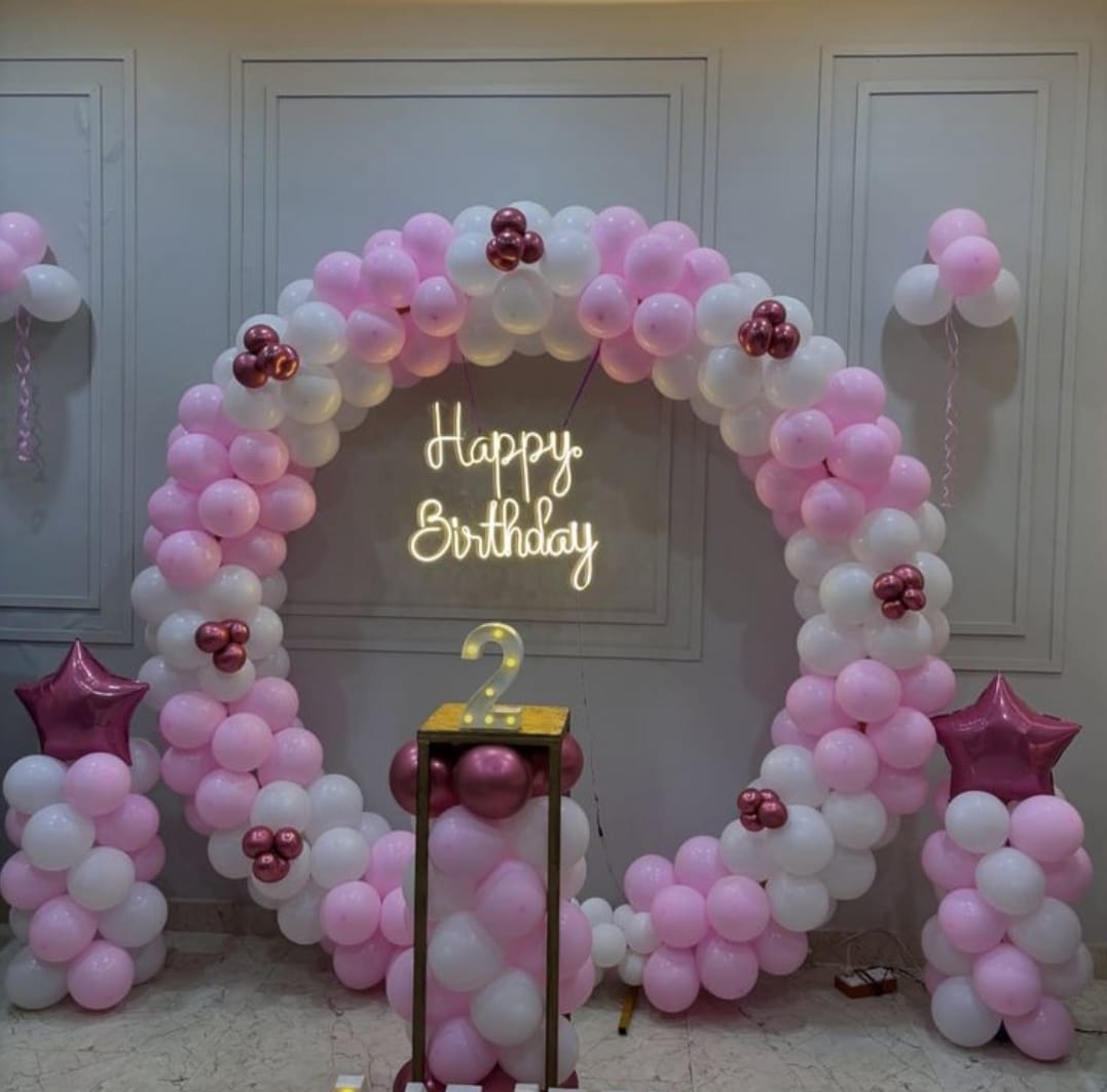 Pink and White Floral Arch
