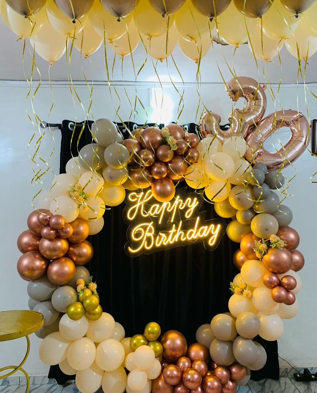 Elegant Gold and Champagne Luxe Birthday Decor