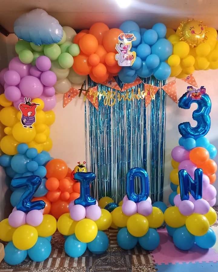 Colorful Cartoon-Themed Birthday Decoration