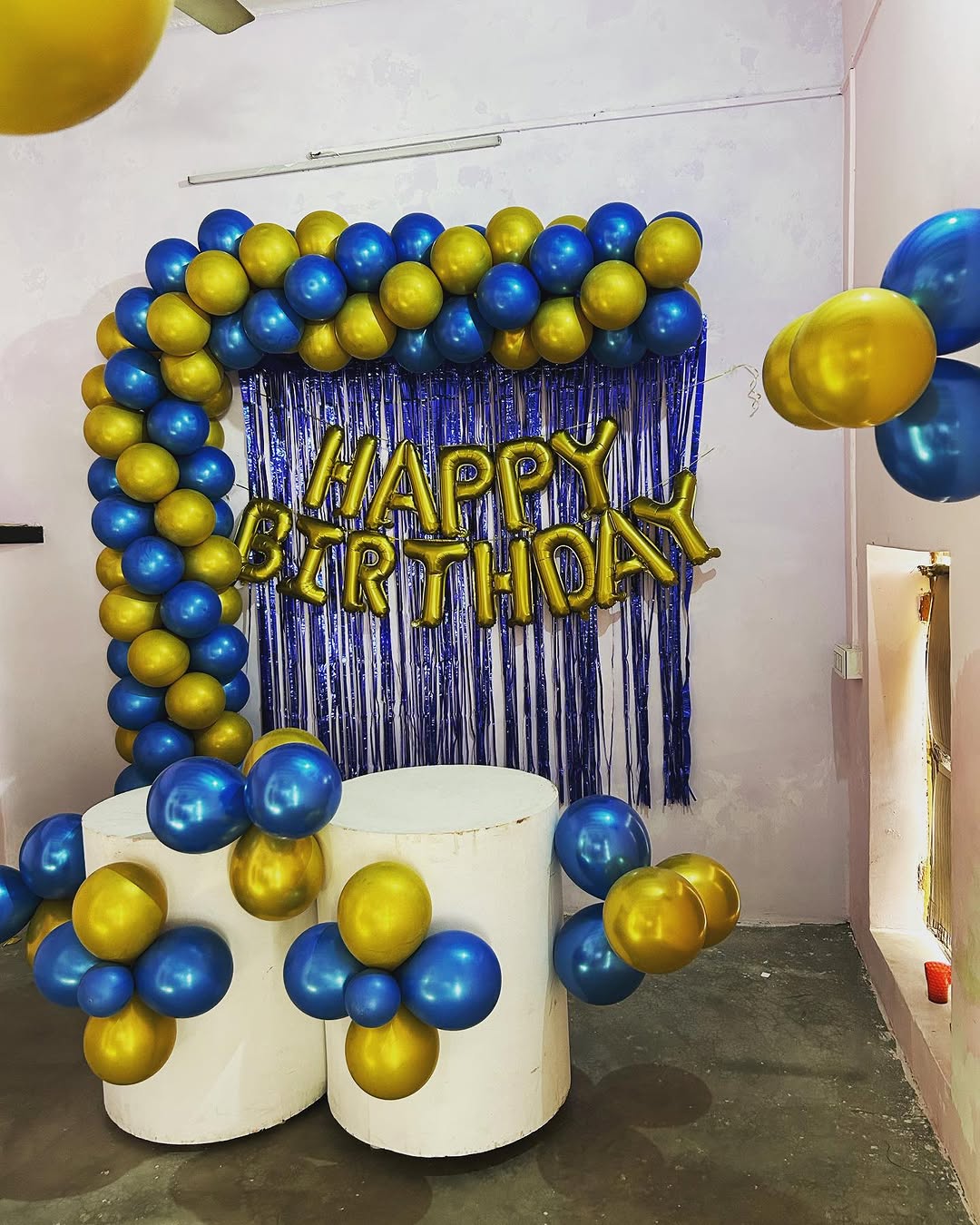 Royal Blue and Gold Birthday Backdrop