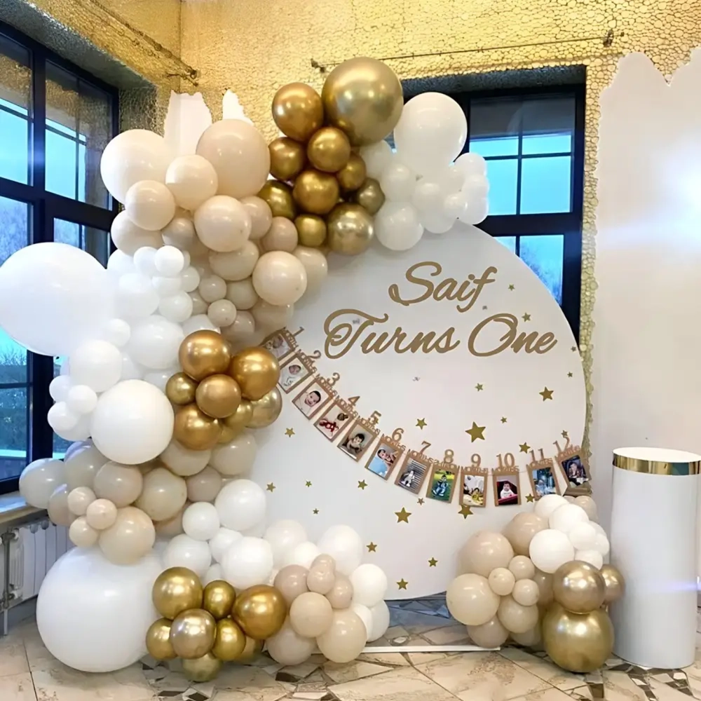 Elegant First Birthday Balloon Decor