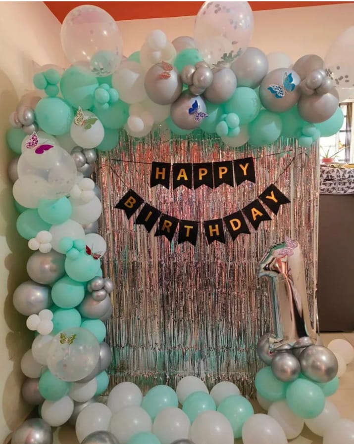 Mint Silver Birthday Backdrop