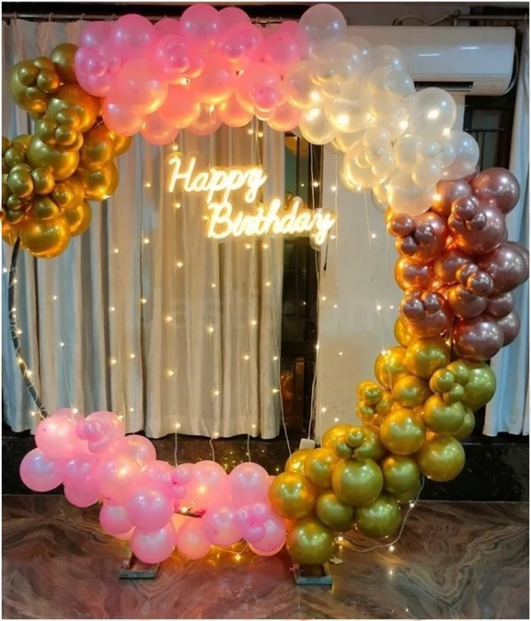 Metallic Blue and Gold Birthday Decor in Hyderabad