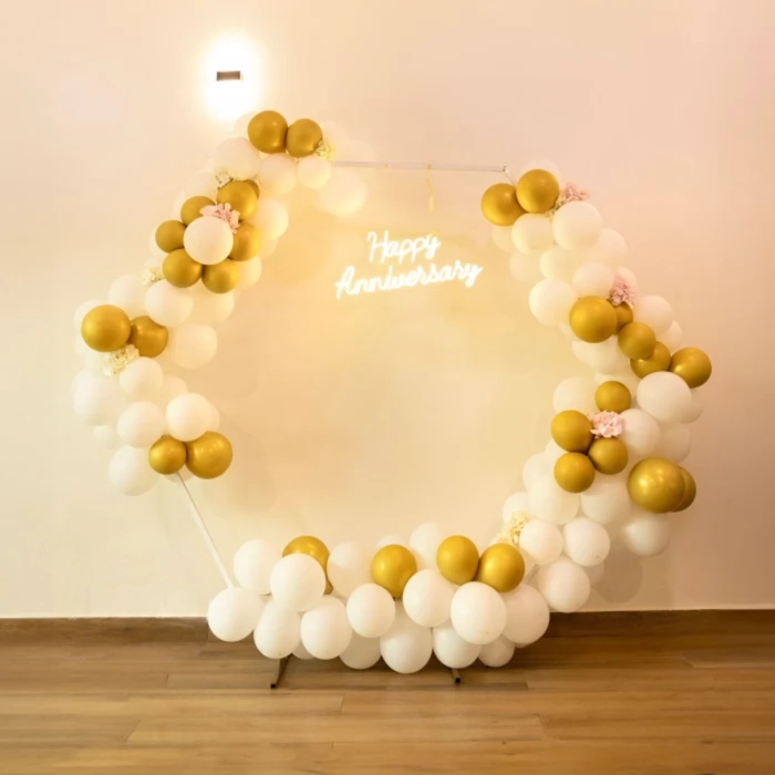 Hexagon Anniversary Decor with Neon Light - Hyderabad
