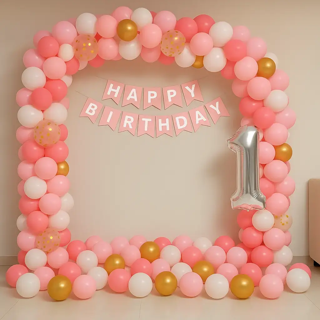 Blush Pink Birthday Balloon Arch