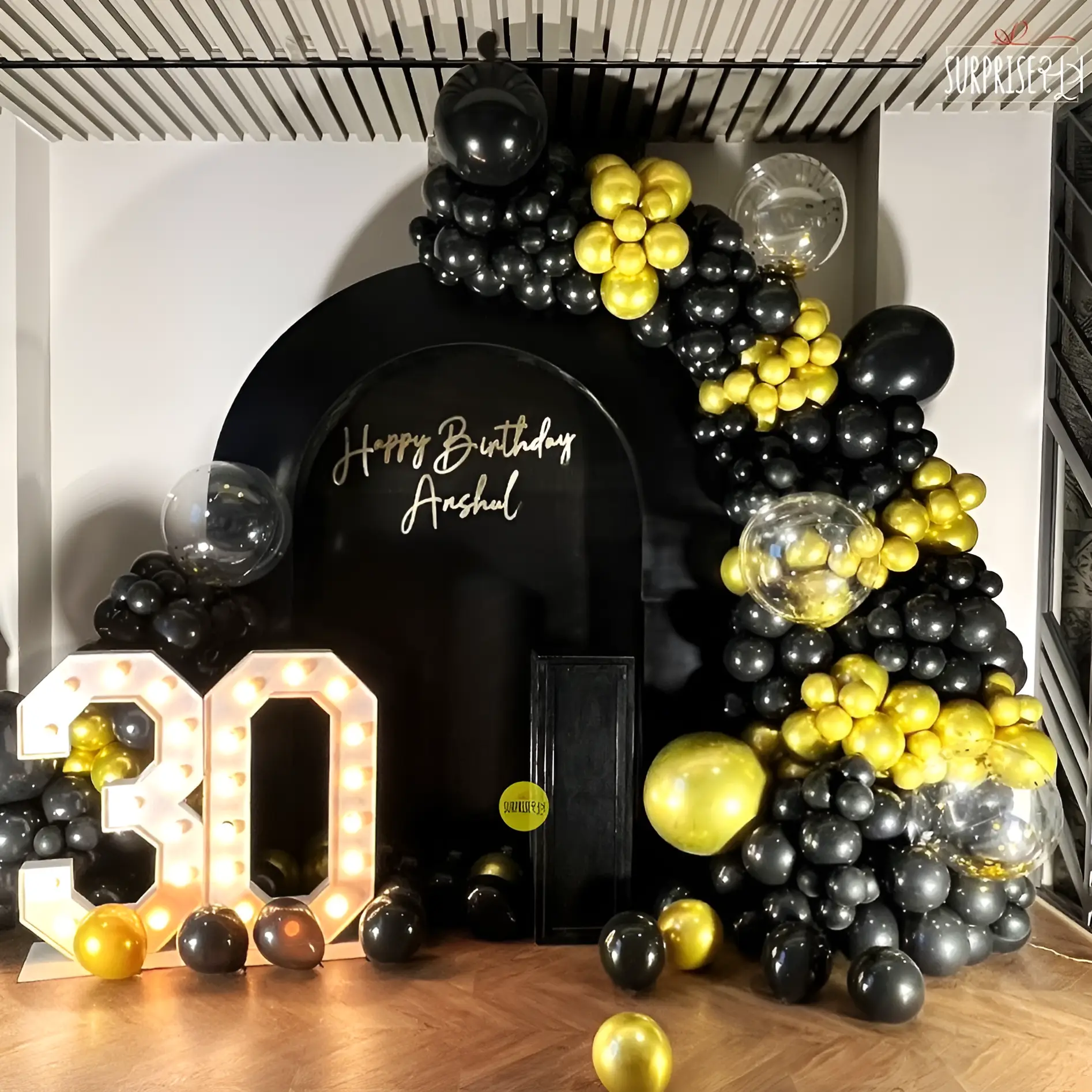 Golden and Black Luxe Birthday Backdrop