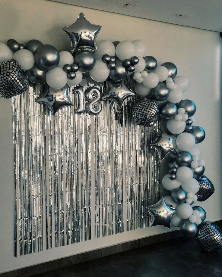 Silver Glam Birthday Backdrop