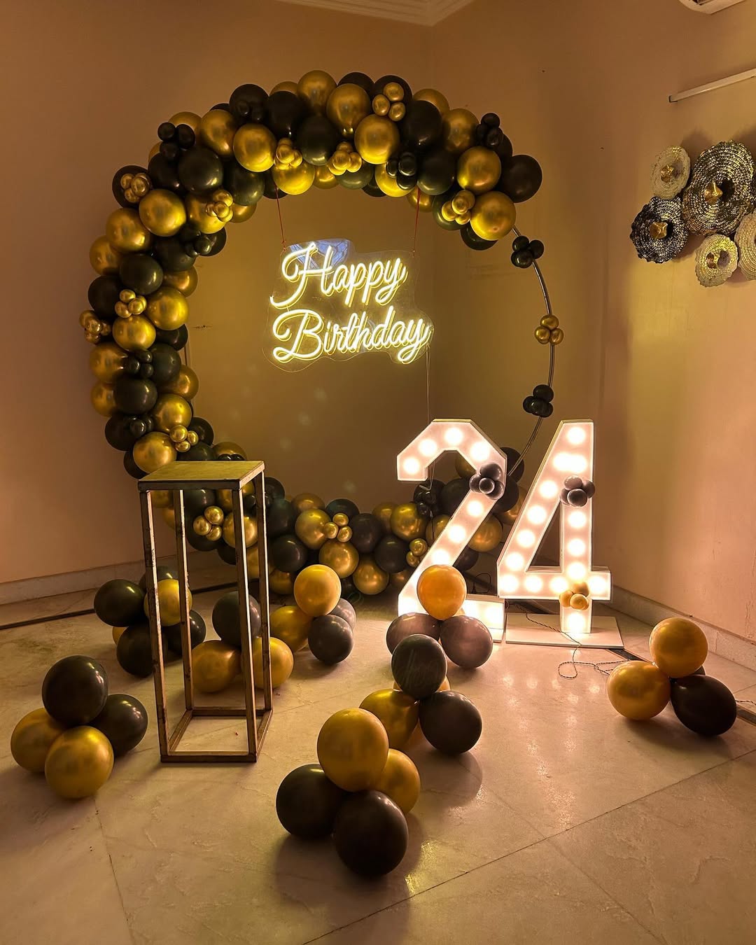 Gold and Black Birthday Setup