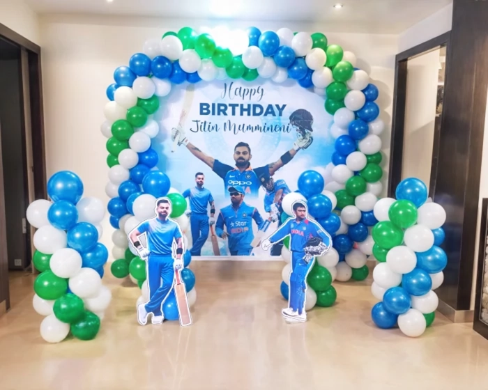 Premium Indian Cricket Theme Balloon Decor - Hyderabad