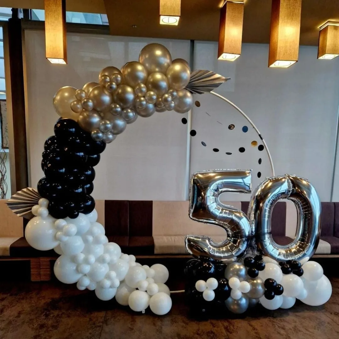 Black and Gold 50th Birthday Balloon Decor