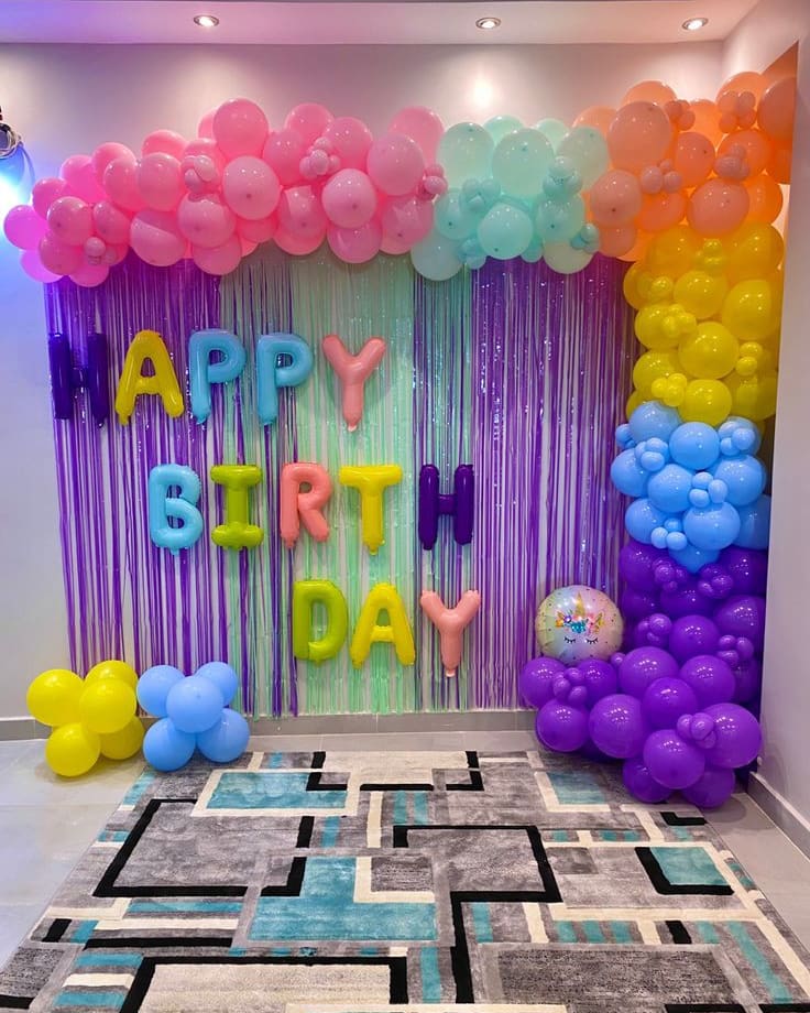 Rainbow-Themed Happy Birthday Backdrop