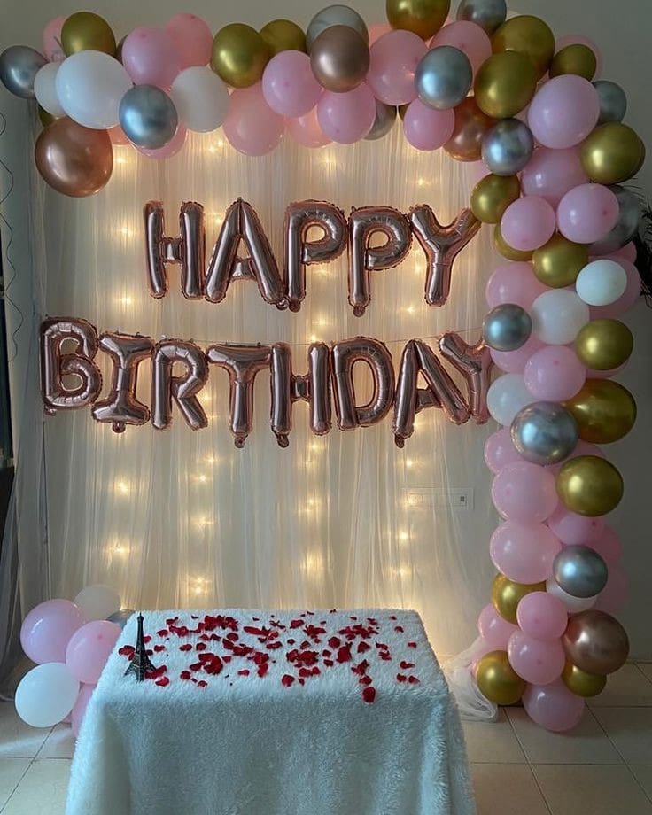 Elegant Pastel and Rose Gold Birthday Backdrop