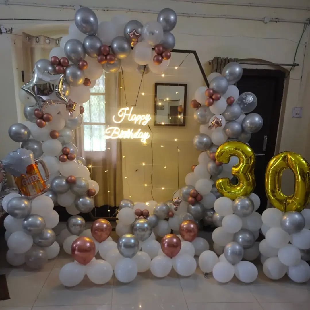 Elegant 30th Birthday Balloon Decor